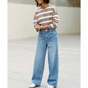 AYR The Top Floor Jeans Press Pass Wide Leg High Rise Blue Denim 28S 29” Inseam